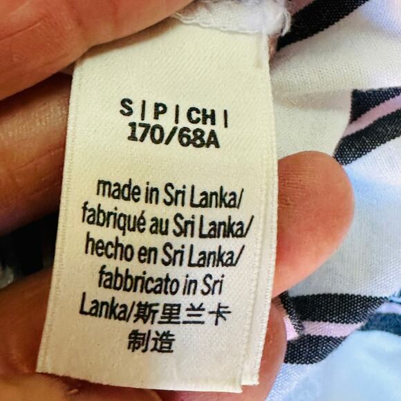 VICTORIA’S SECRET PINK Pajama Shorts S White Black Stripe Ruffle Hem Cotton - Picture 4 of 6